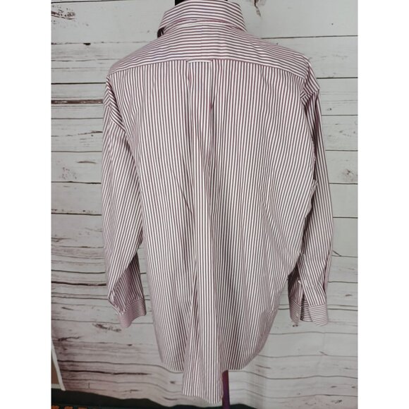 ROUNDTREE & YORKE‎ Gold Label Mens Red & White Pinstripe Cotton Button Down 17½ - Picture 3 of 5